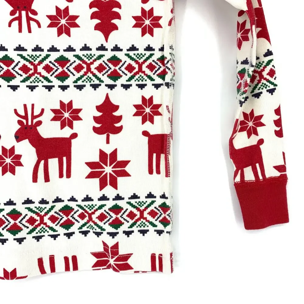 Hanna Andersson Top Boys Size 4 Organic Cotton Pajama Shirt Christmas White Red